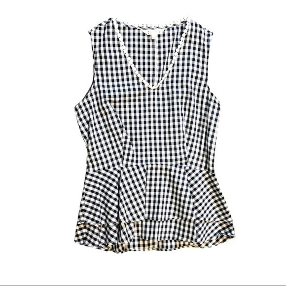 NWT Nanette Lenore Buffalo Plaid Peplum Ruffle Top
